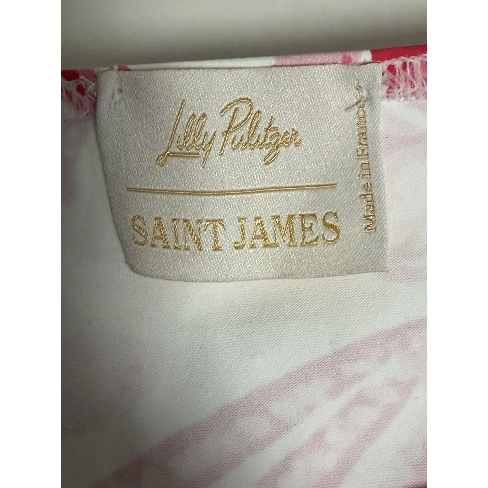 Lilly Pulitzer X Saint James, Short Sleeve Stretch Top, Rose Soleil, Size Med View 4